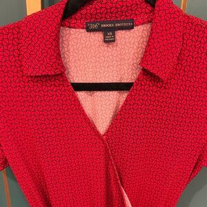 Brooks Brothers Geometric Red wrap dress